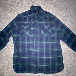 Jachs Heritage Mens Flannel Shirt Sz L Blackwatch Tartan Plaid Thick Cotton